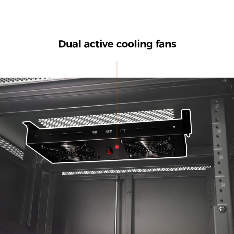 27u Rack Fan 27U Enclosed Locking Rack with Active Cooling – RED ATOM